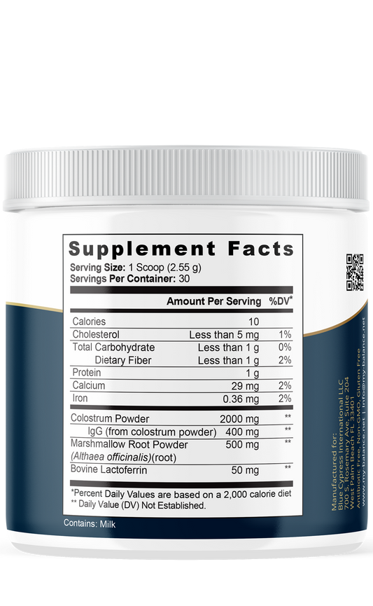 Bovine Colostrum Powder with IgG, Lactoferrin & Marshmallow Root