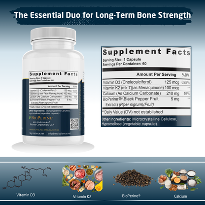 Vitamin D3 + K2 with BioPerine®
