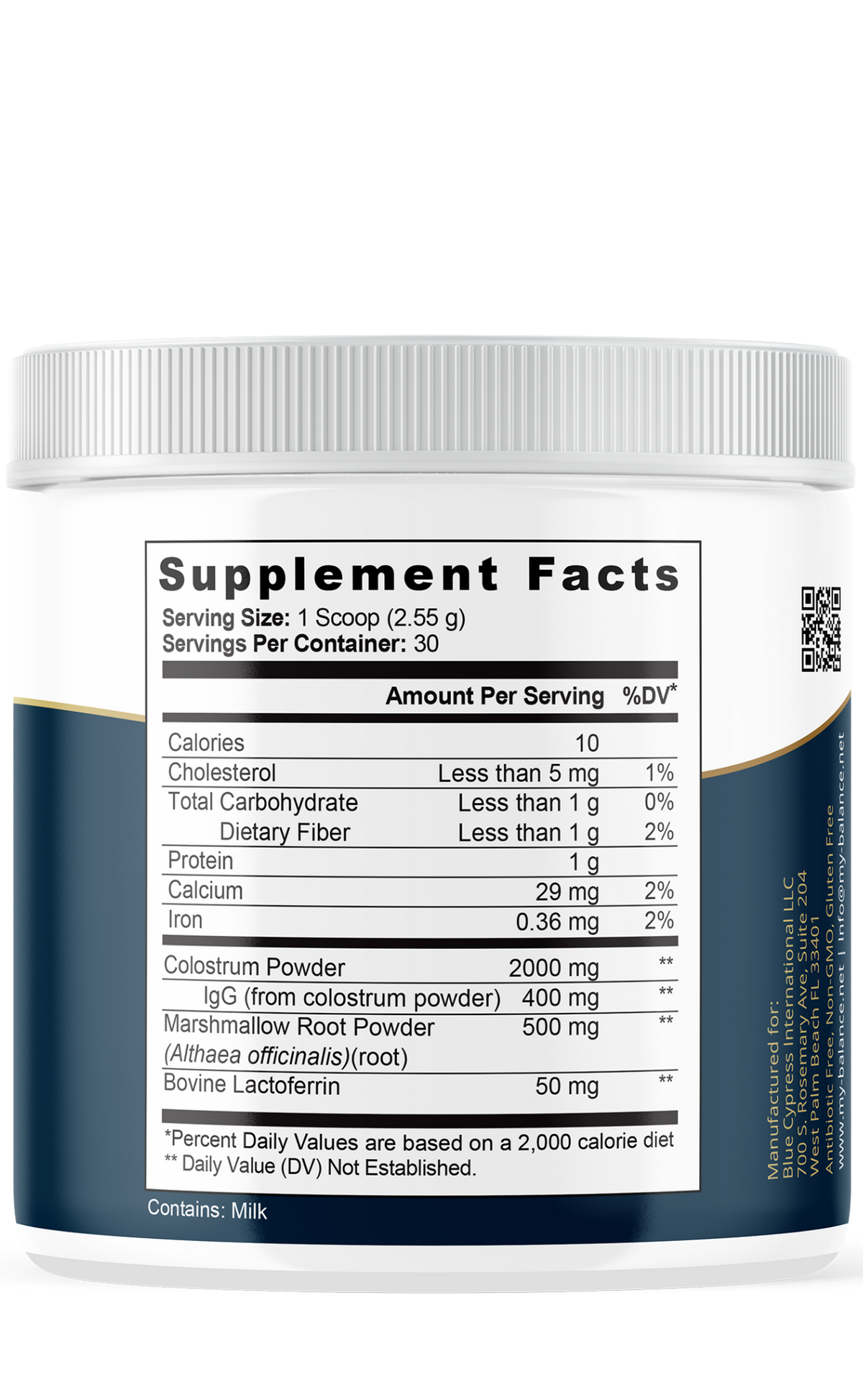 Bovine Colostrum Powder with IgG, Lactoferrin & Marshmallow Root