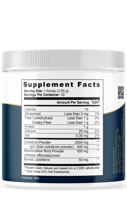 Bovine Colostrum Powder with IgG, Lactoferrin & Marshmallow Root